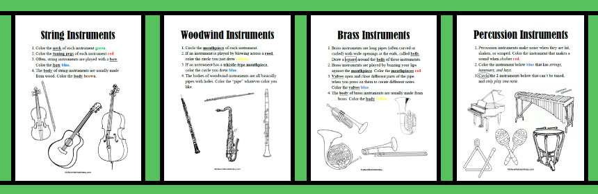 instrument families printable