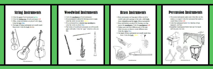 FUN worksheets for learning (or reinforcing) facts about the instrument families. CC Weeks 19-24